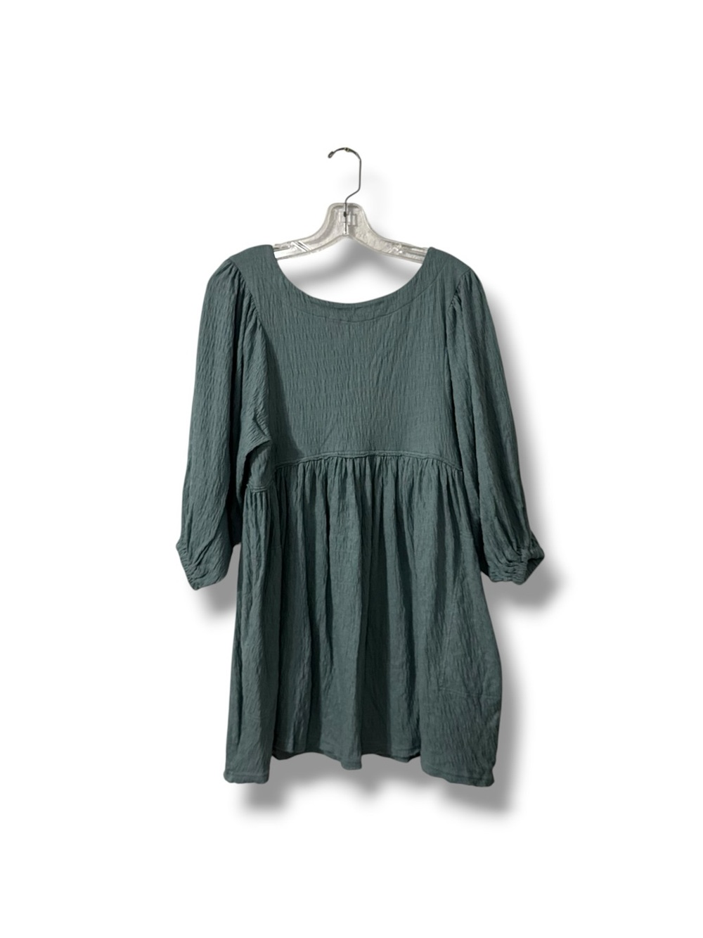 Free People Beach Gauzy Babydoll Dress XS Teal Oversized Boho Coastal